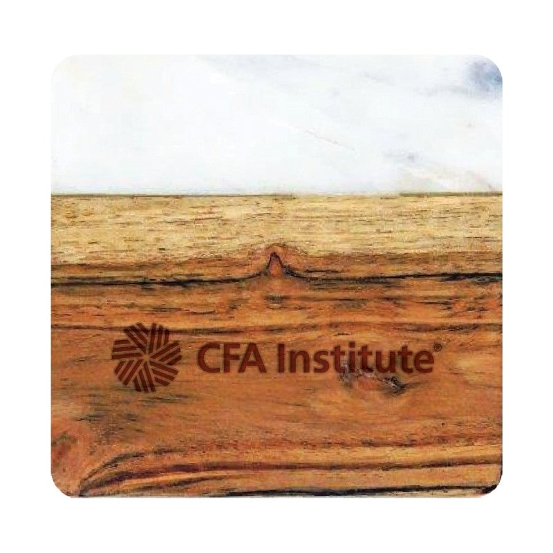 2 Pc. Acacia Wood & Marble Coaster Set